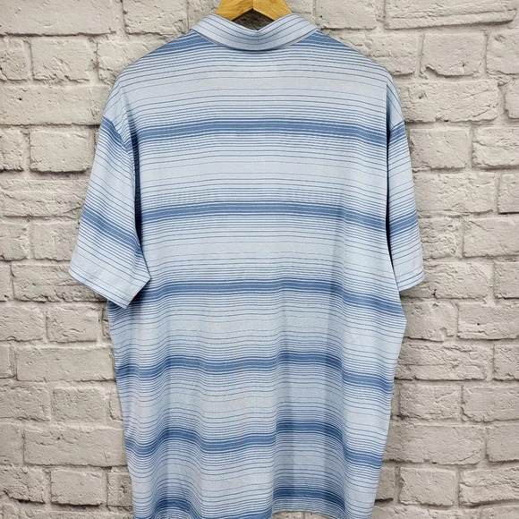 UNDER ARMOUR Blue Striped 3 Button Golf Polo Shirt Sz 2XL - Picture 2 of 11